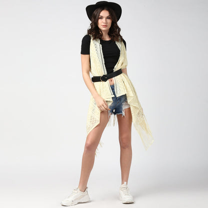 Women's Lemon Long Lace Shrug