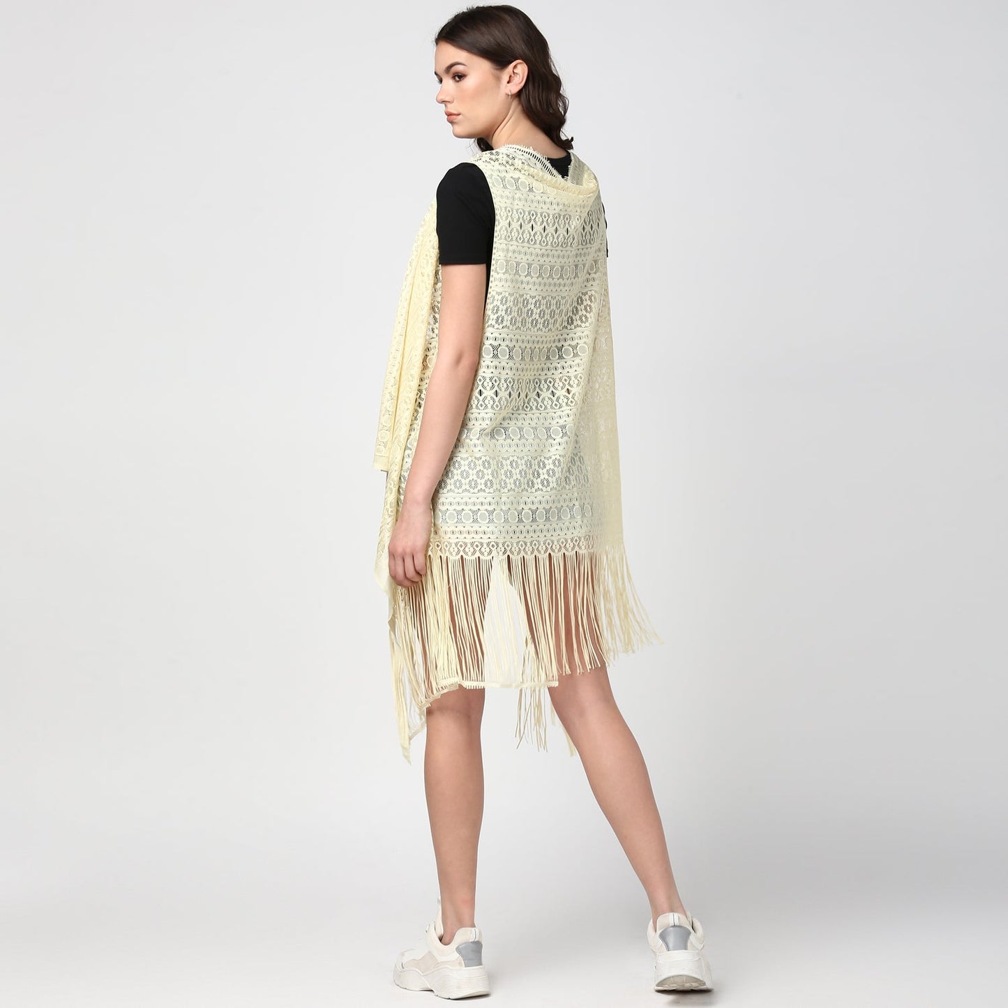 Women's Lemon Long Lace Shrug