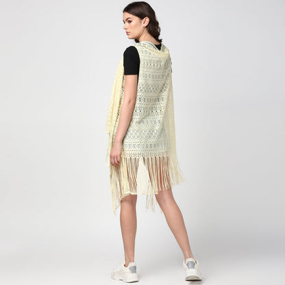 Women's Lemon Long Lace Shrug