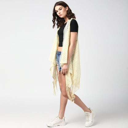 Women's Lemon Long Lace Shrug