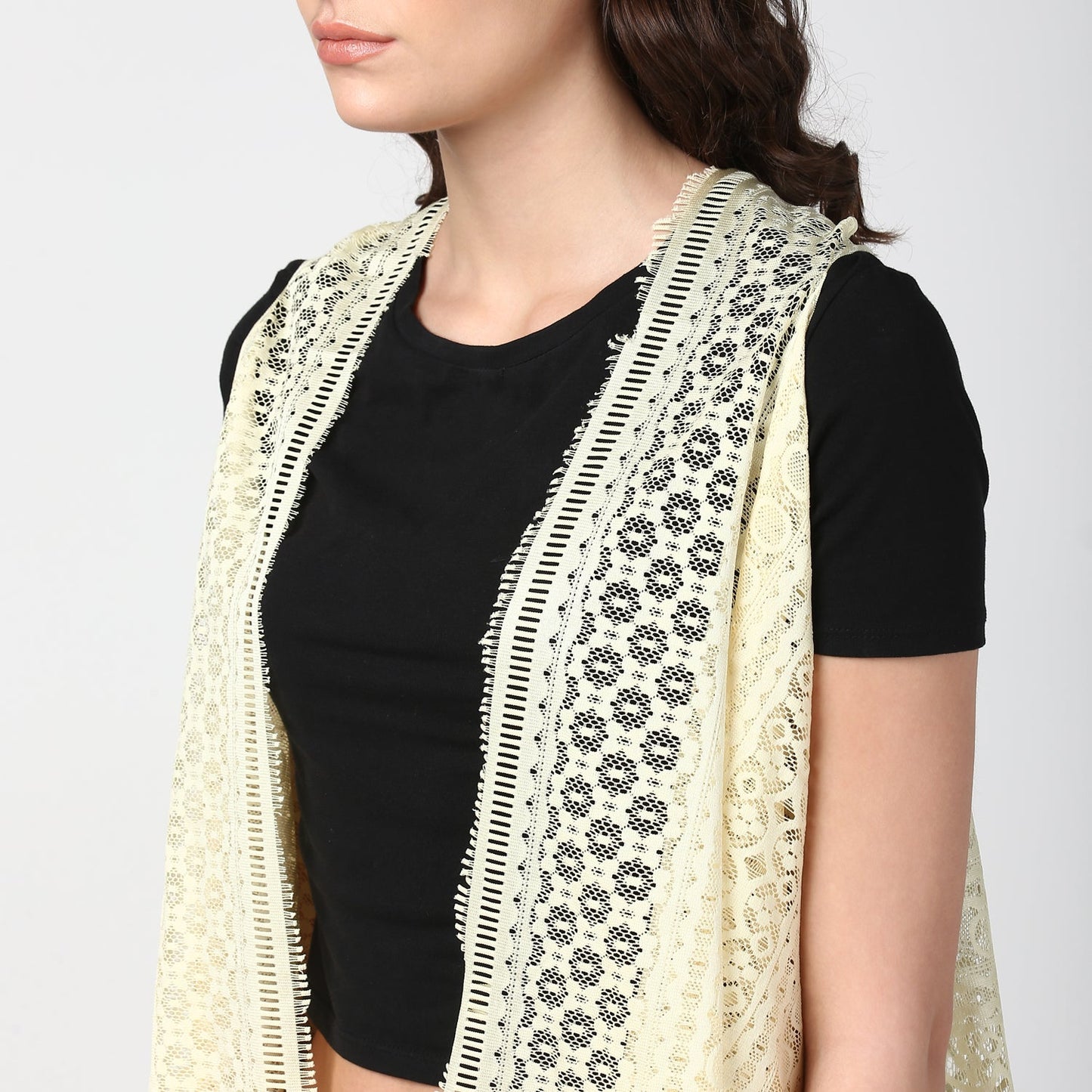 Women's Lemon Long Lace Shrug
