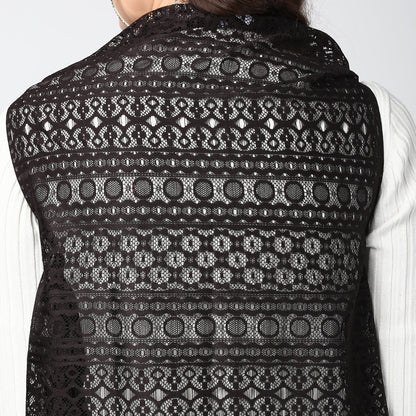 Women's Black Long Lace Shrug