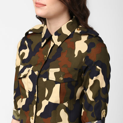 Women's Army Print Camouflage Print Shirt