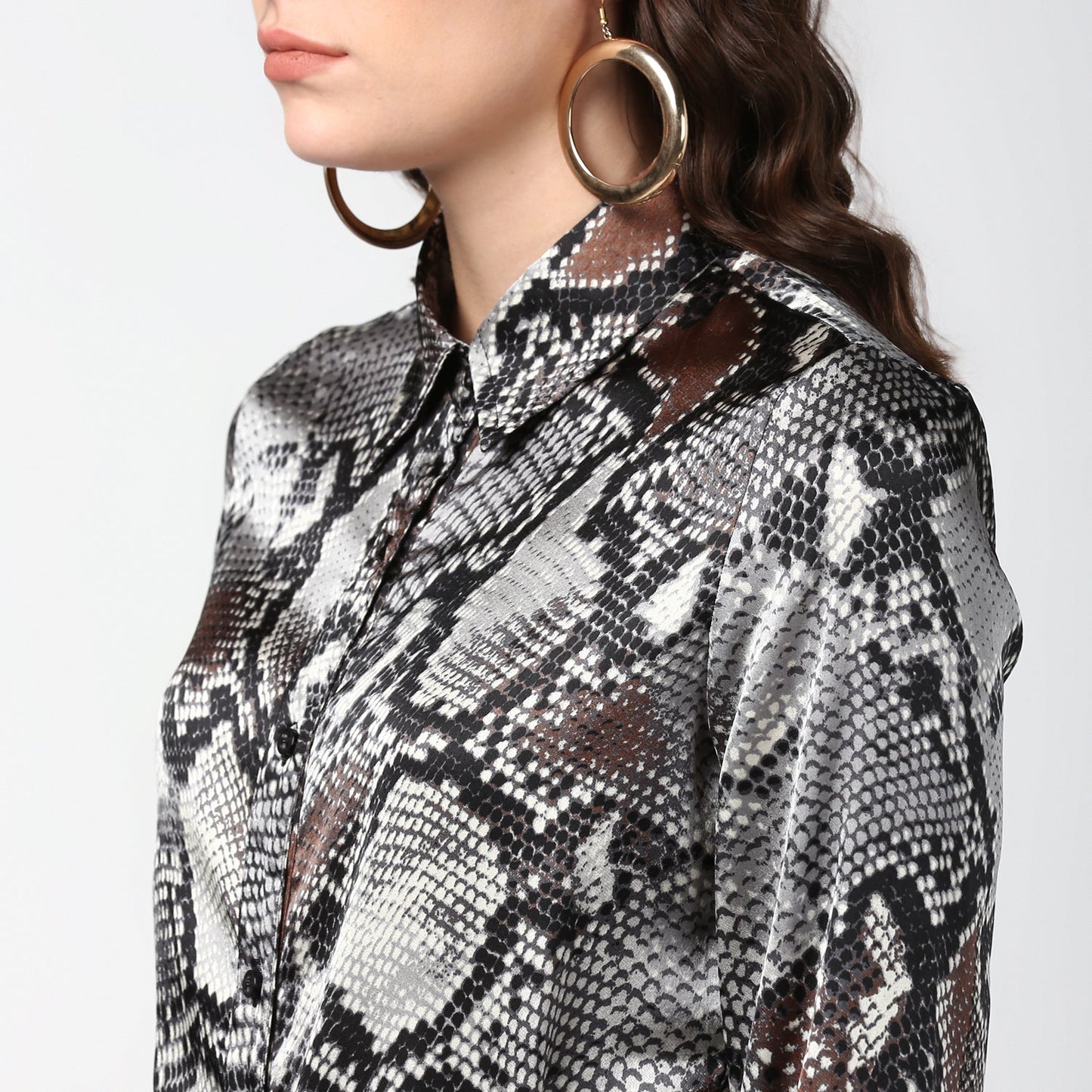 Women's Black and Grey Snake Skin Shirt