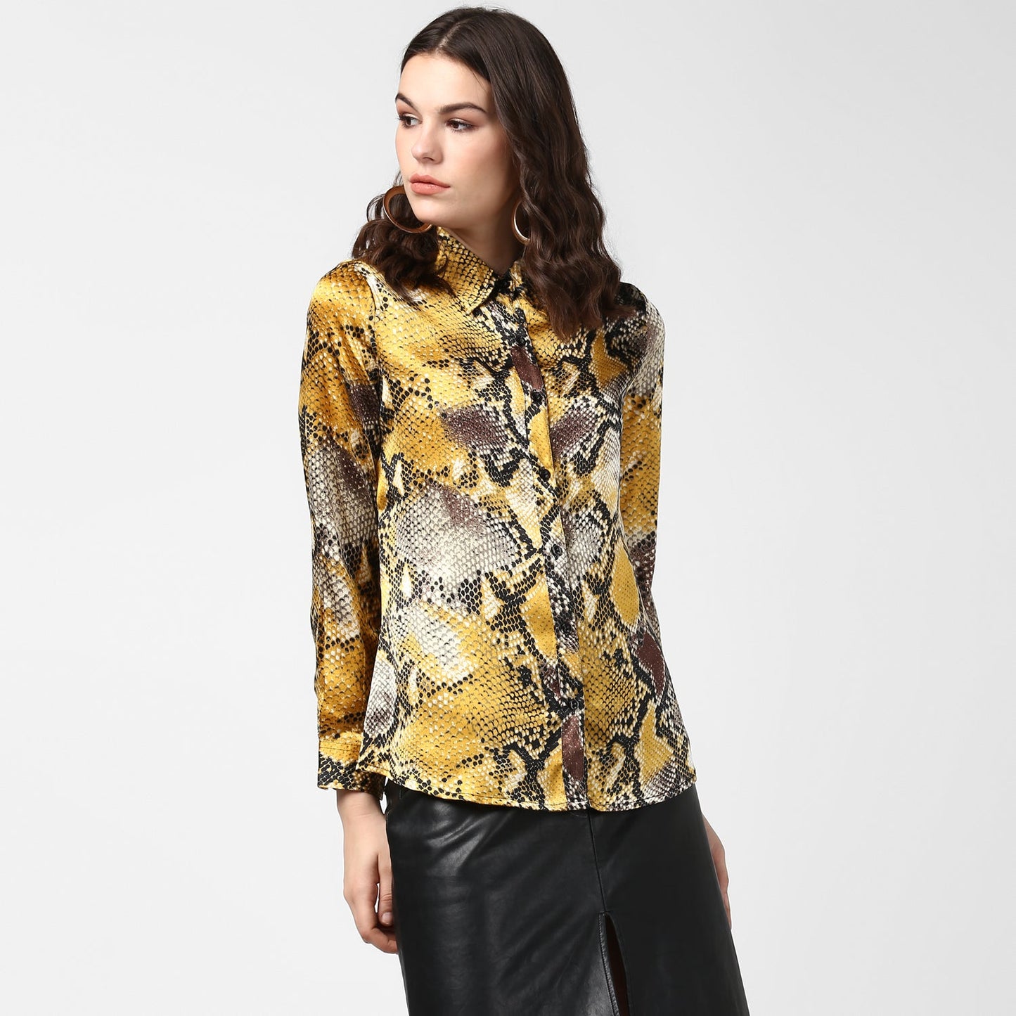 Women's Yellow and Grey Snake Skin Shirt