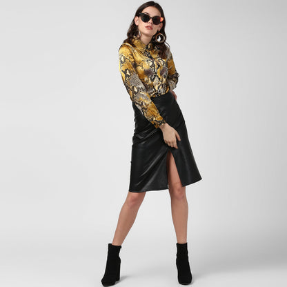 Women's Yellow and Grey Snake Skin Shirt