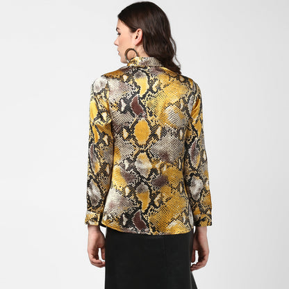 Women's Yellow and Grey Snake Skin Shirt
