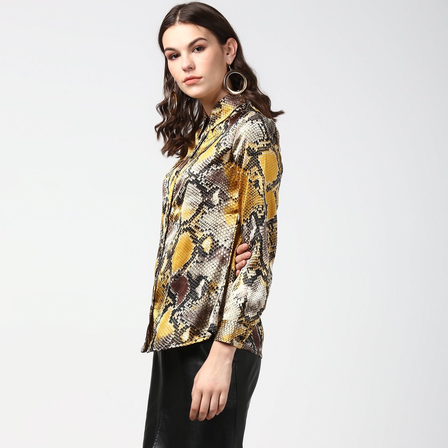 Women's Yellow and Grey Snake Skin Shirt