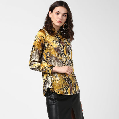 Women's Yellow and Grey Snake Skin Shirt