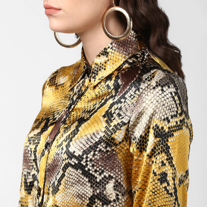 Women's Yellow and Grey Snake Skin Shirt
