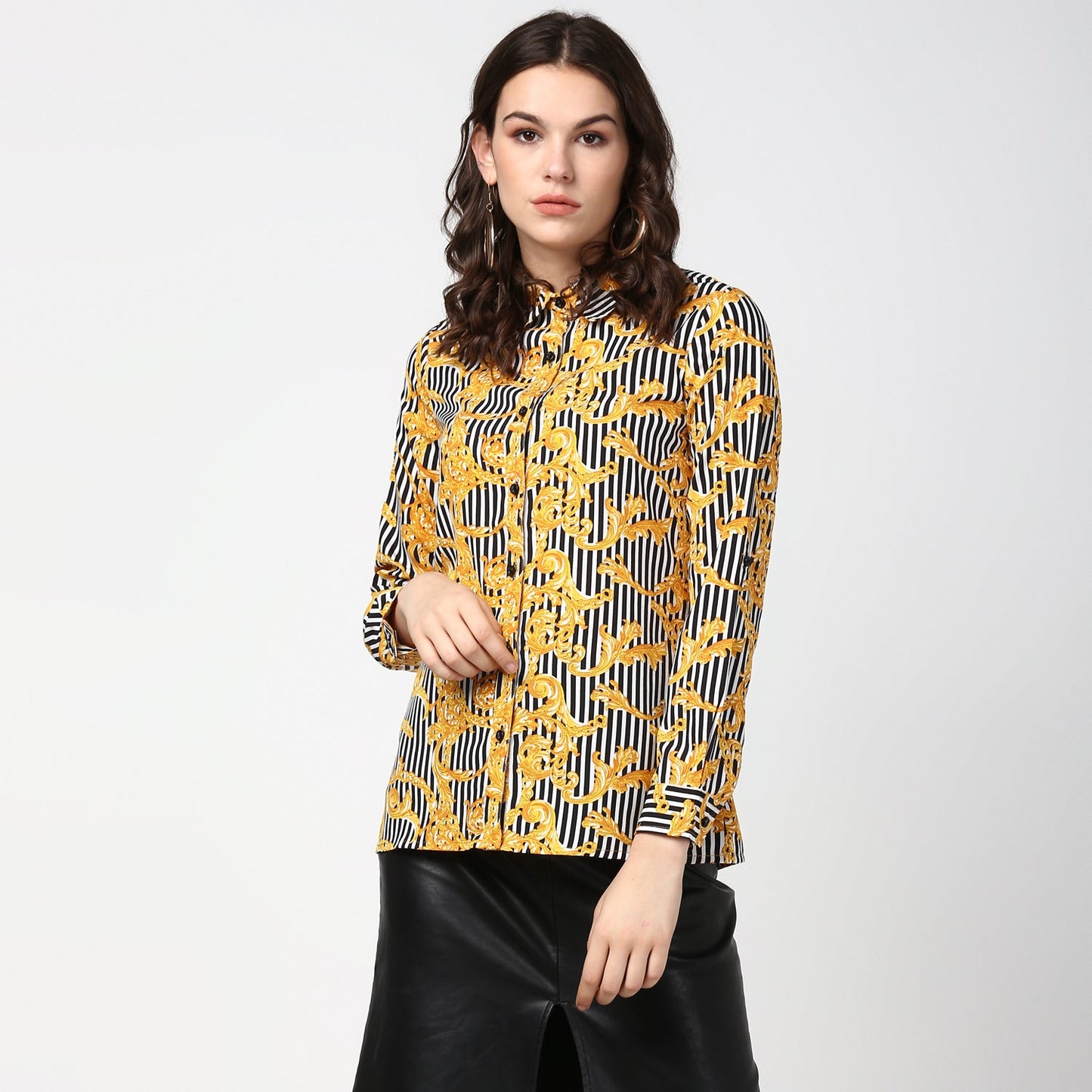Women's Stripe and Print Shirt