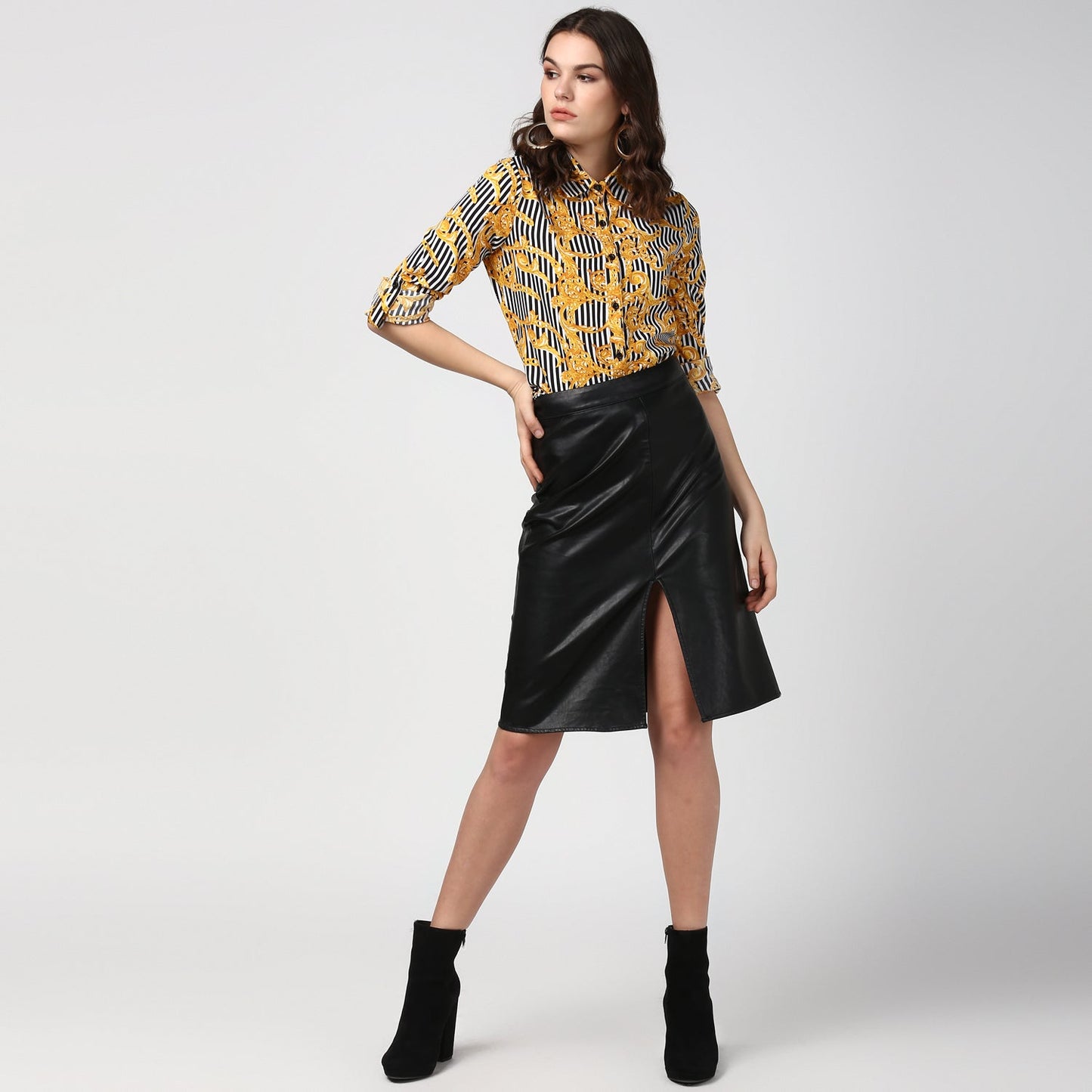 Women's Stripe and Print Shirt
