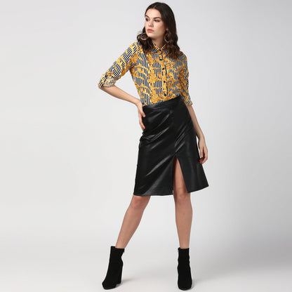 Women's Stripe and Print Shirt