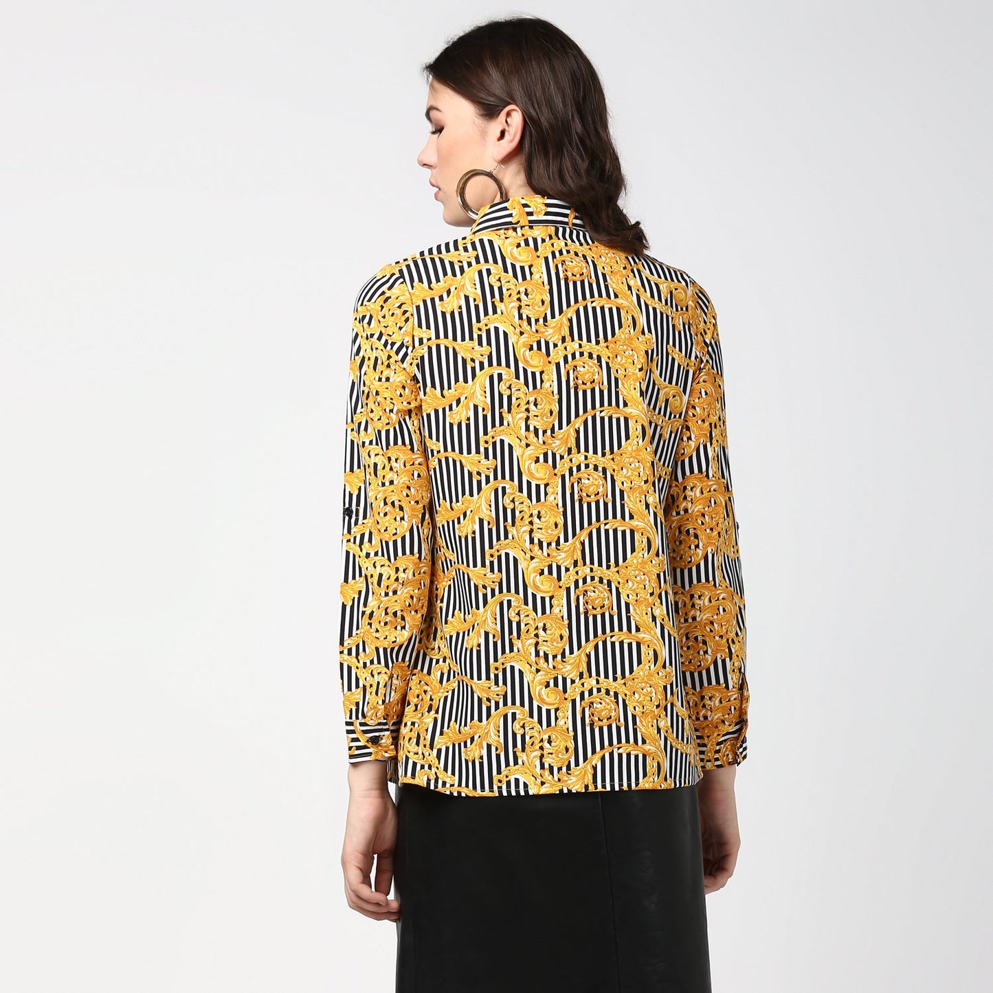 Women's Stripe and Print Shirt