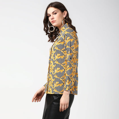 Women's Stripe and Print Shirt