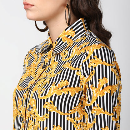 Women's Stripe and Print Shirt