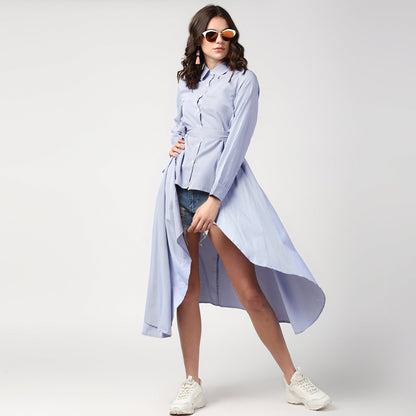 Women's Blue Stripe Hi Lo Top