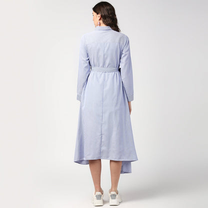 Women's Blue Stripe Hi Lo Top