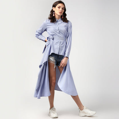 Women's Blue Stripe Hi Lo Top