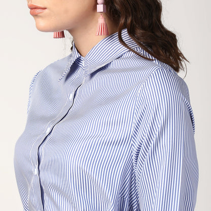 Women's Blue Stripe Hi Lo Top