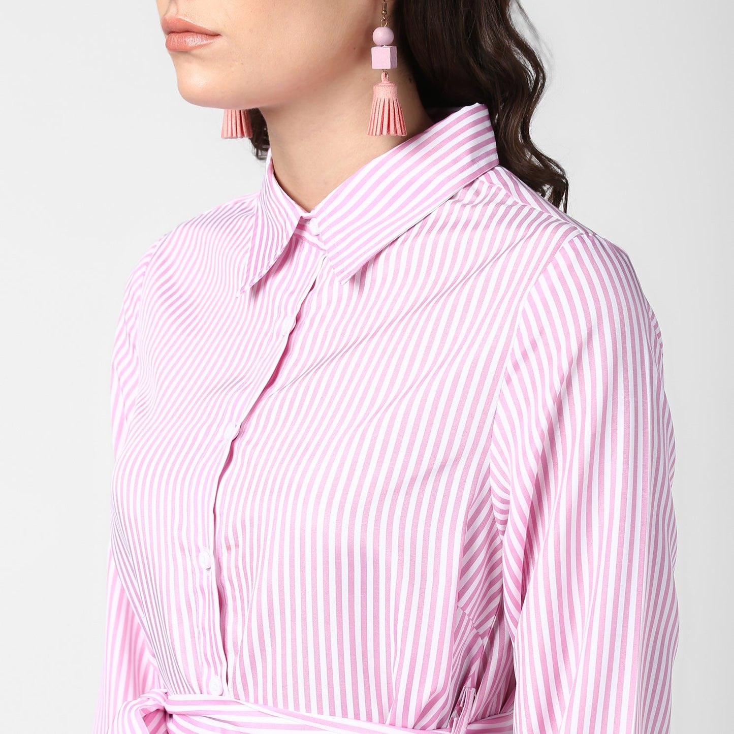 Women's Pink Stripe Hi Lo Top