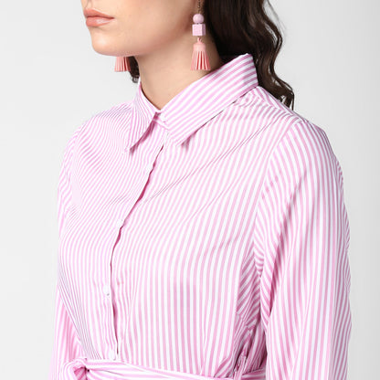 Women's Pink Stripe Hi Lo Top