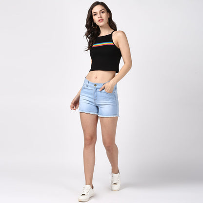 Women's Denim Blue Ice Wash Shorts