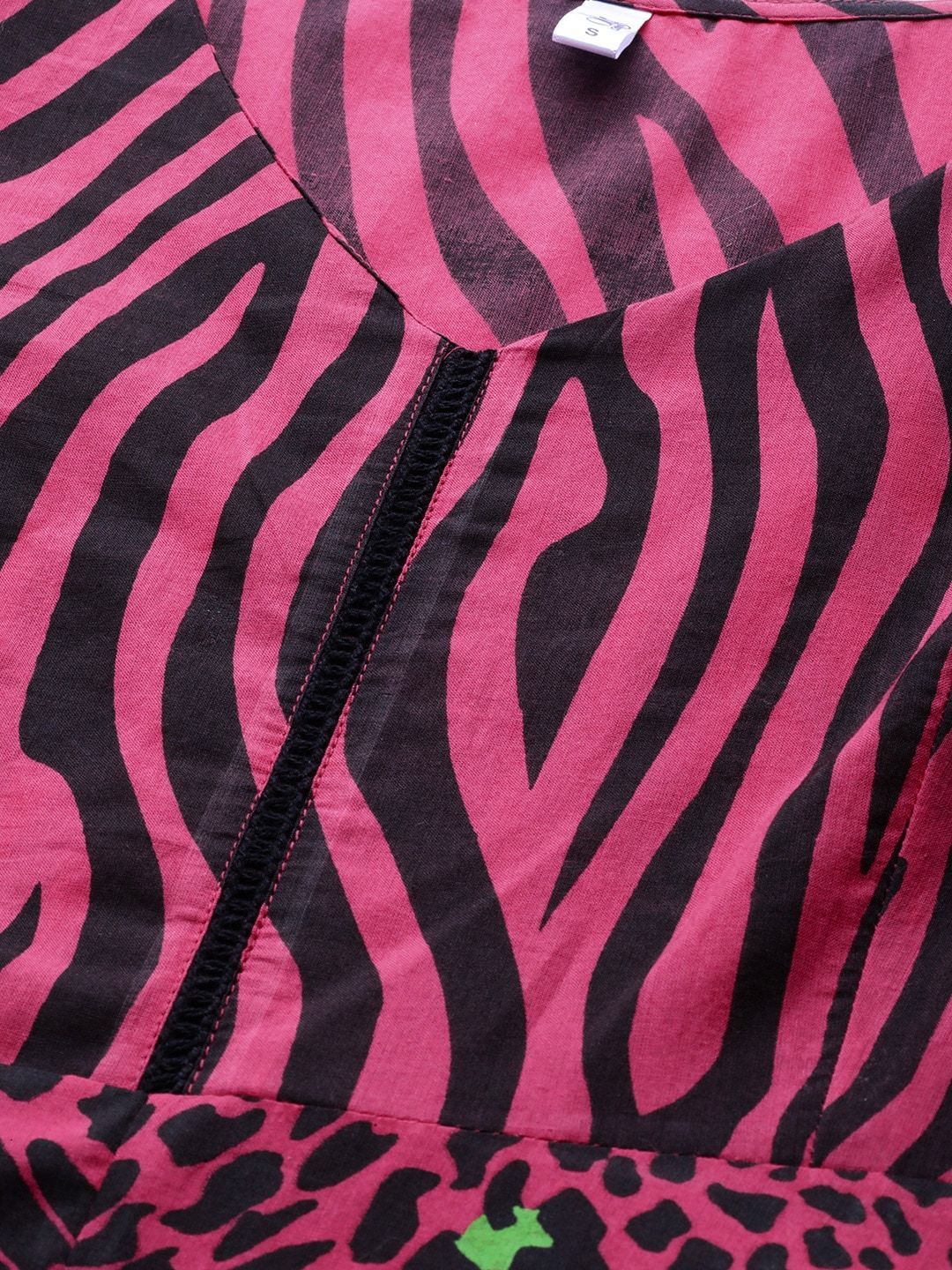 Women's  Pink & Black Animal Printed A-Line Dress