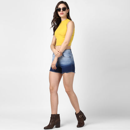 Women's Denim Blue Ombre Effect Shorts