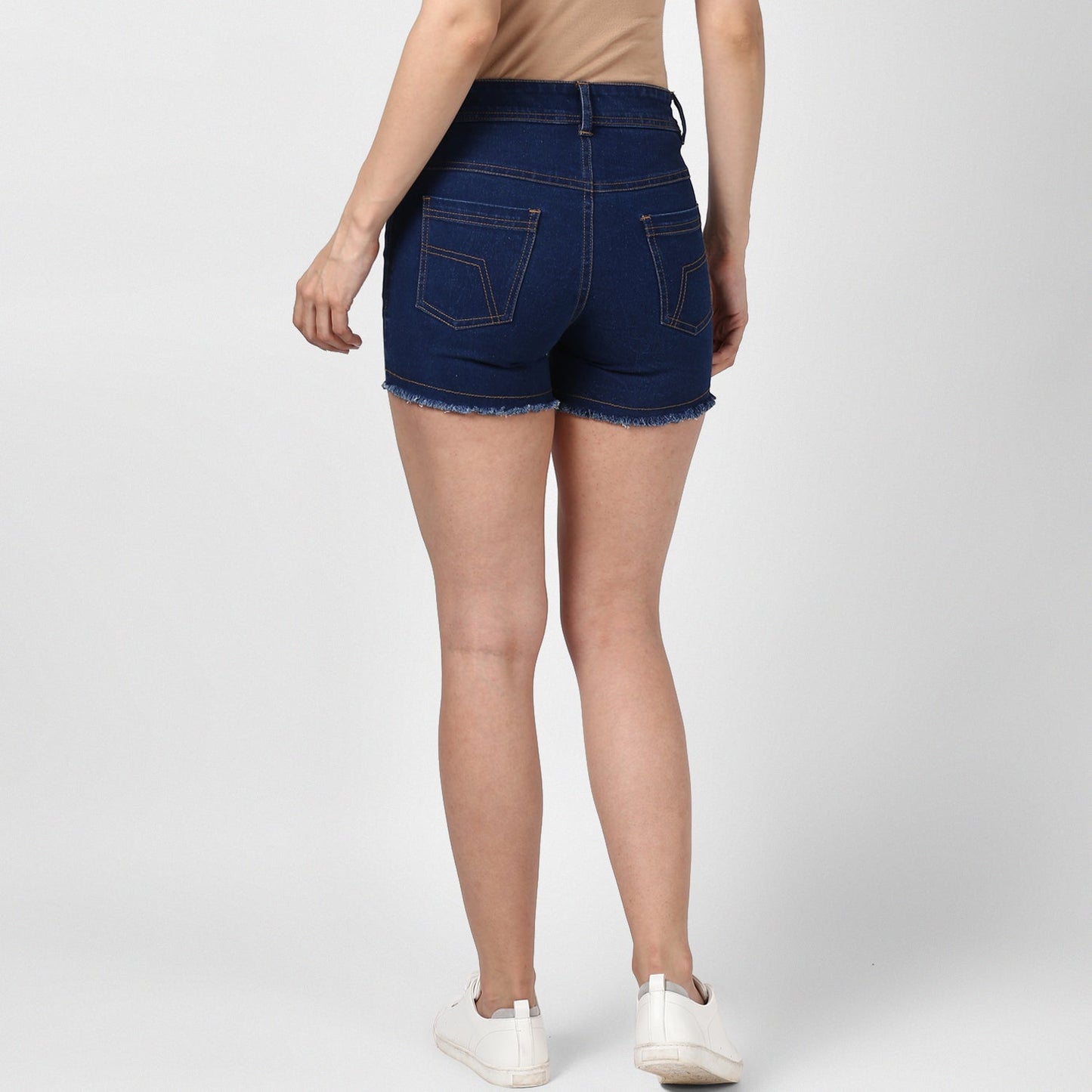 Women's Denim Blue Distressed Shorts