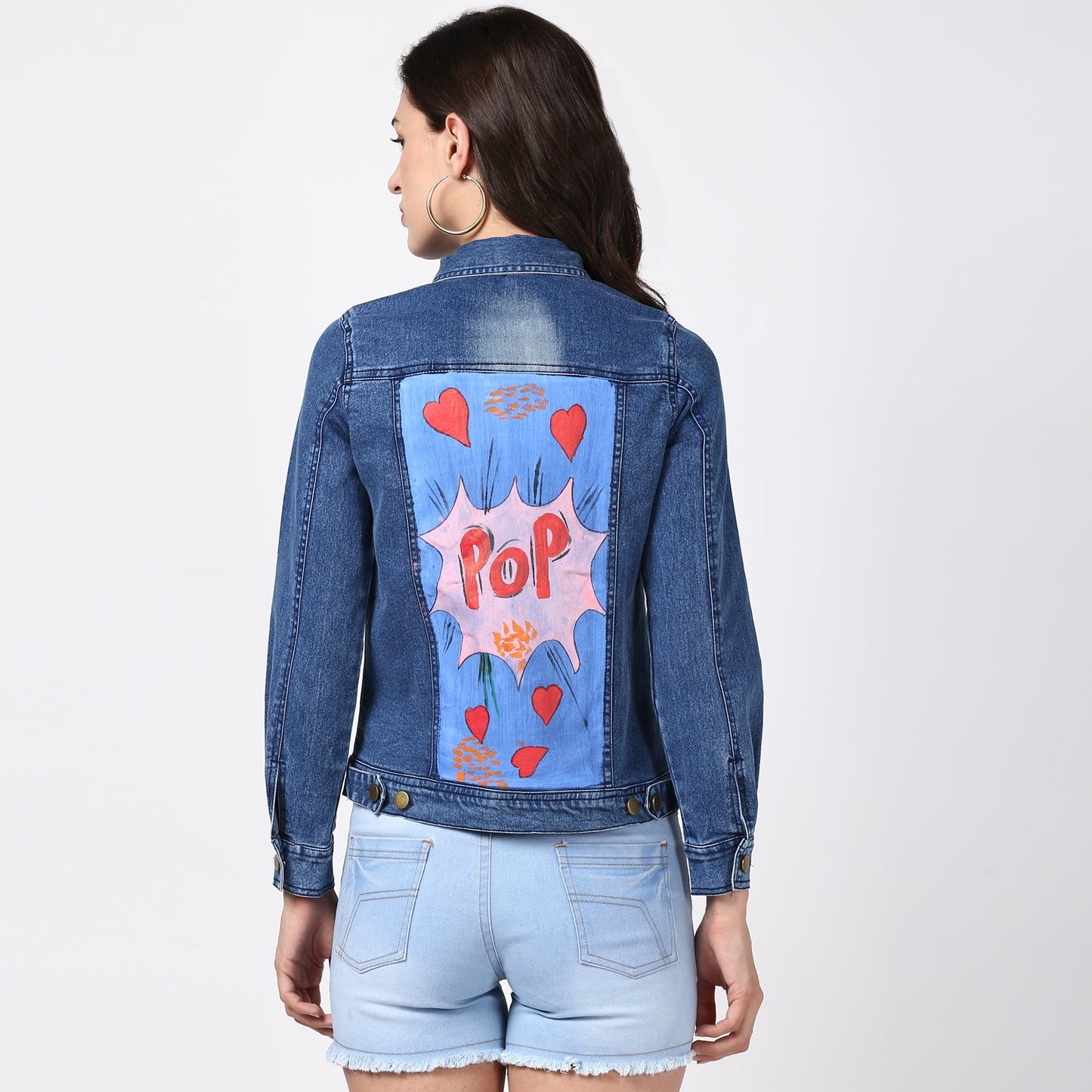 Women's Hand Painted Denim Jacket -Pop