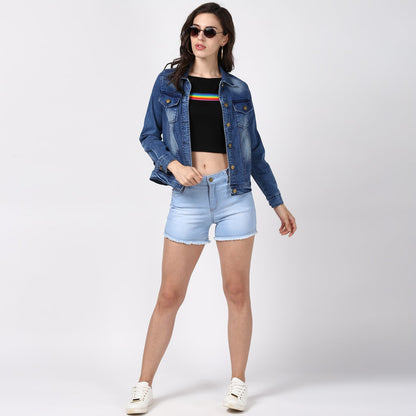 Women's Hand Painted Denim Jacket -Pop