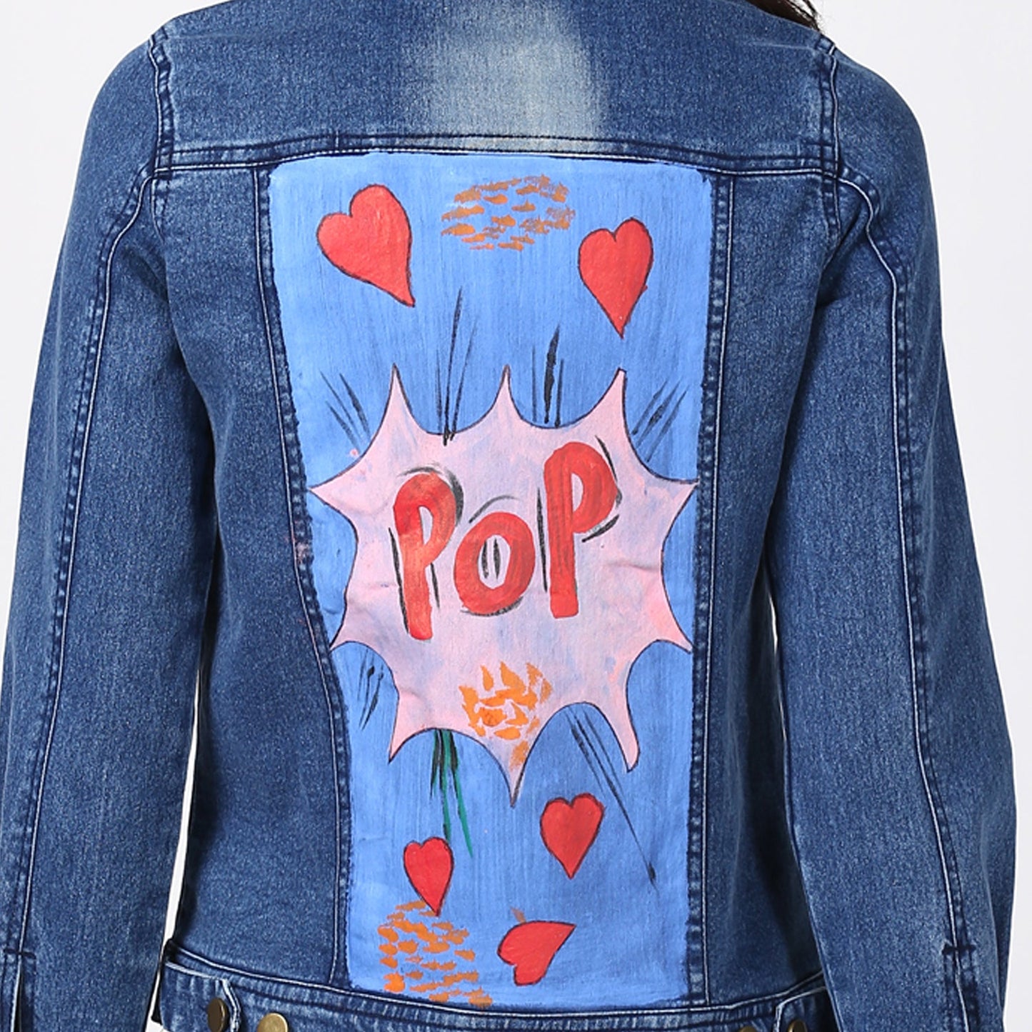 Women's Hand Painted Denim Jacket -Pop