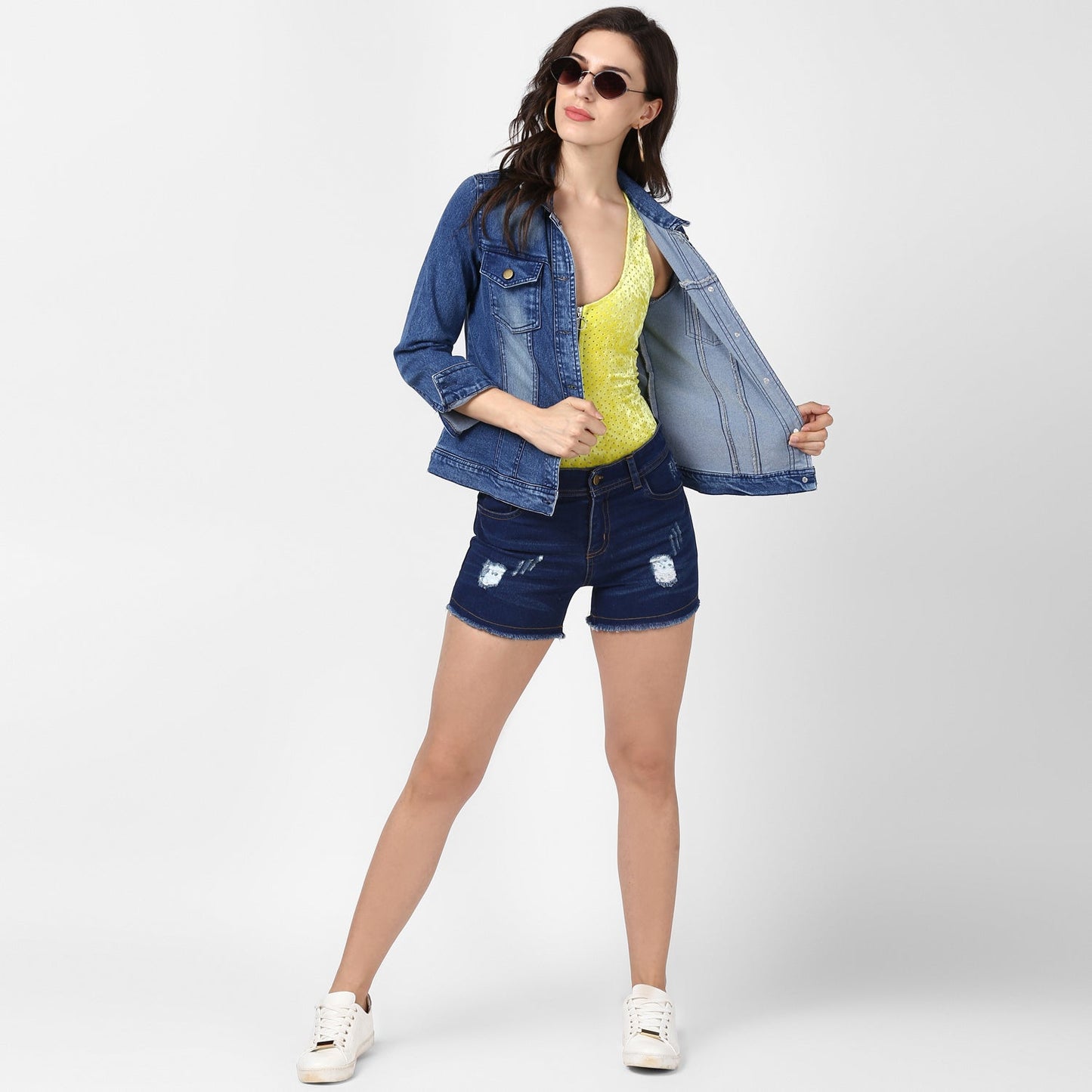 Women's Hand Painted Denim Jacket -Pow