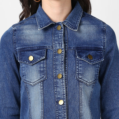 Women's Hand Painted Denim Jacket -Pow