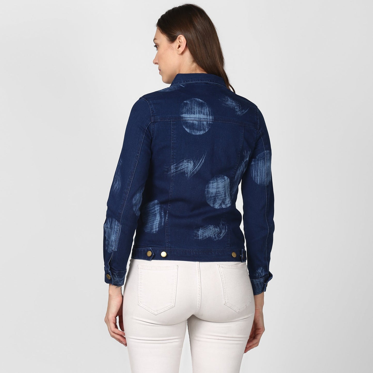 Women's Blue Denim Jacket with Washed effect