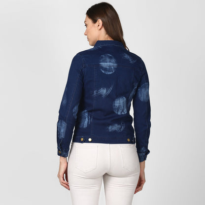 Women's Blue Denim Jacket with Washed effect
