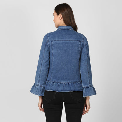 Women's Blue Denim Peplum Style Jacket