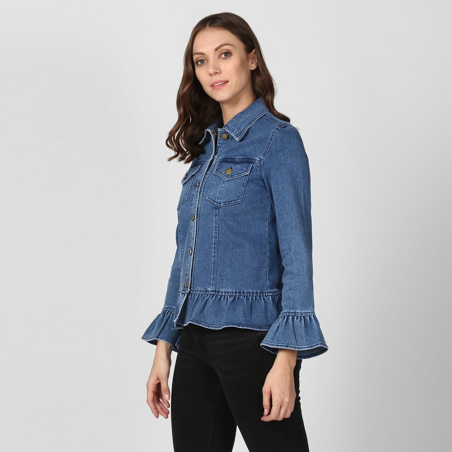 Women's Blue Denim Peplum Style Jacket