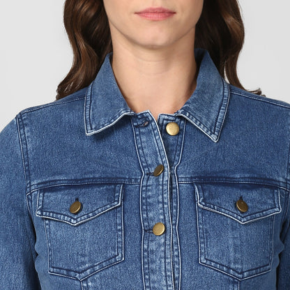 Women's Blue Denim Peplum Style Jacket