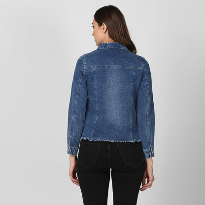 Women's Blue Denim Jacket with Zip