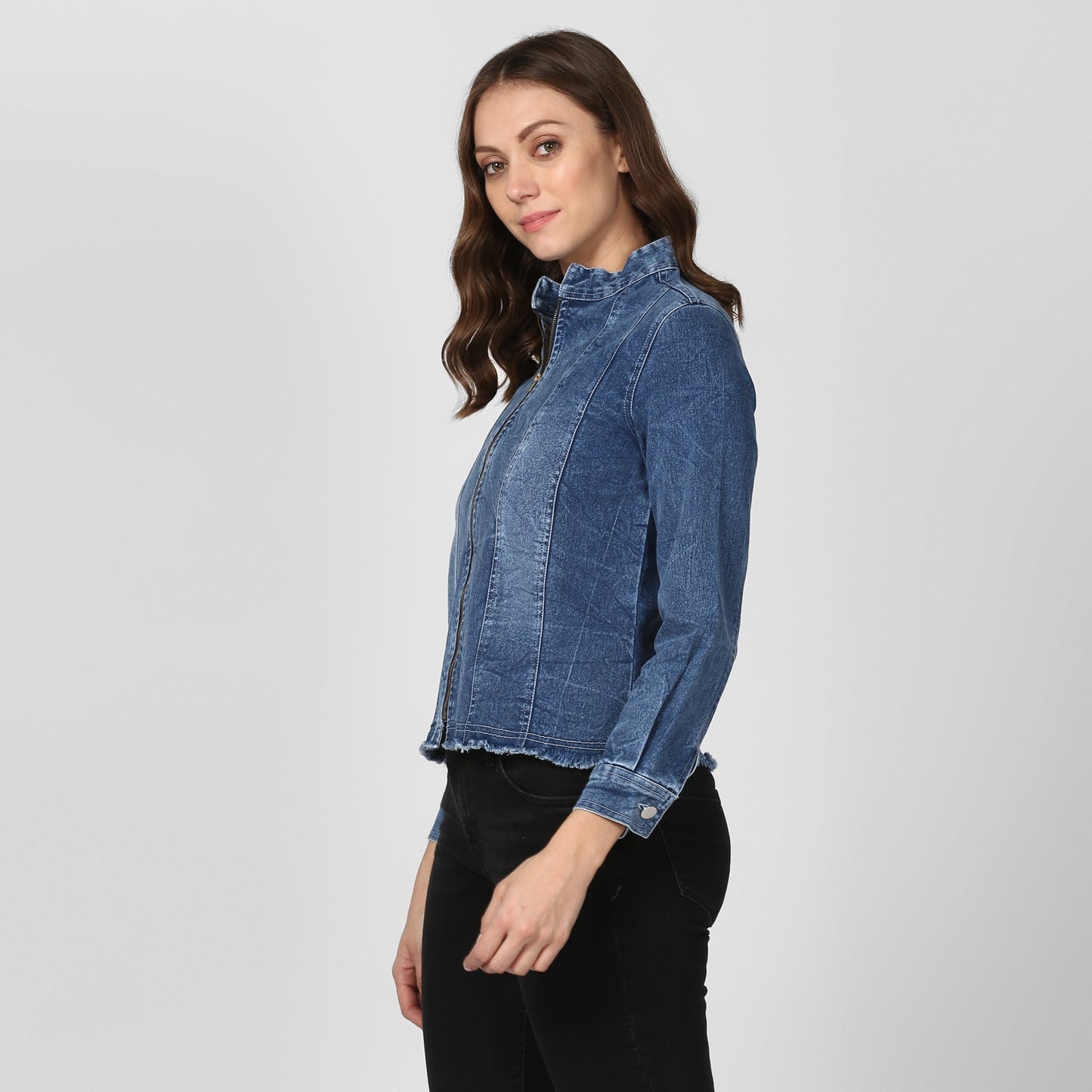 Women's Blue Denim Jacket with Zip
