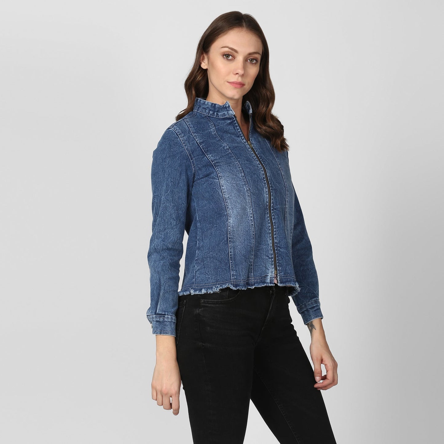 Women's Blue Denim Jacket with Zip