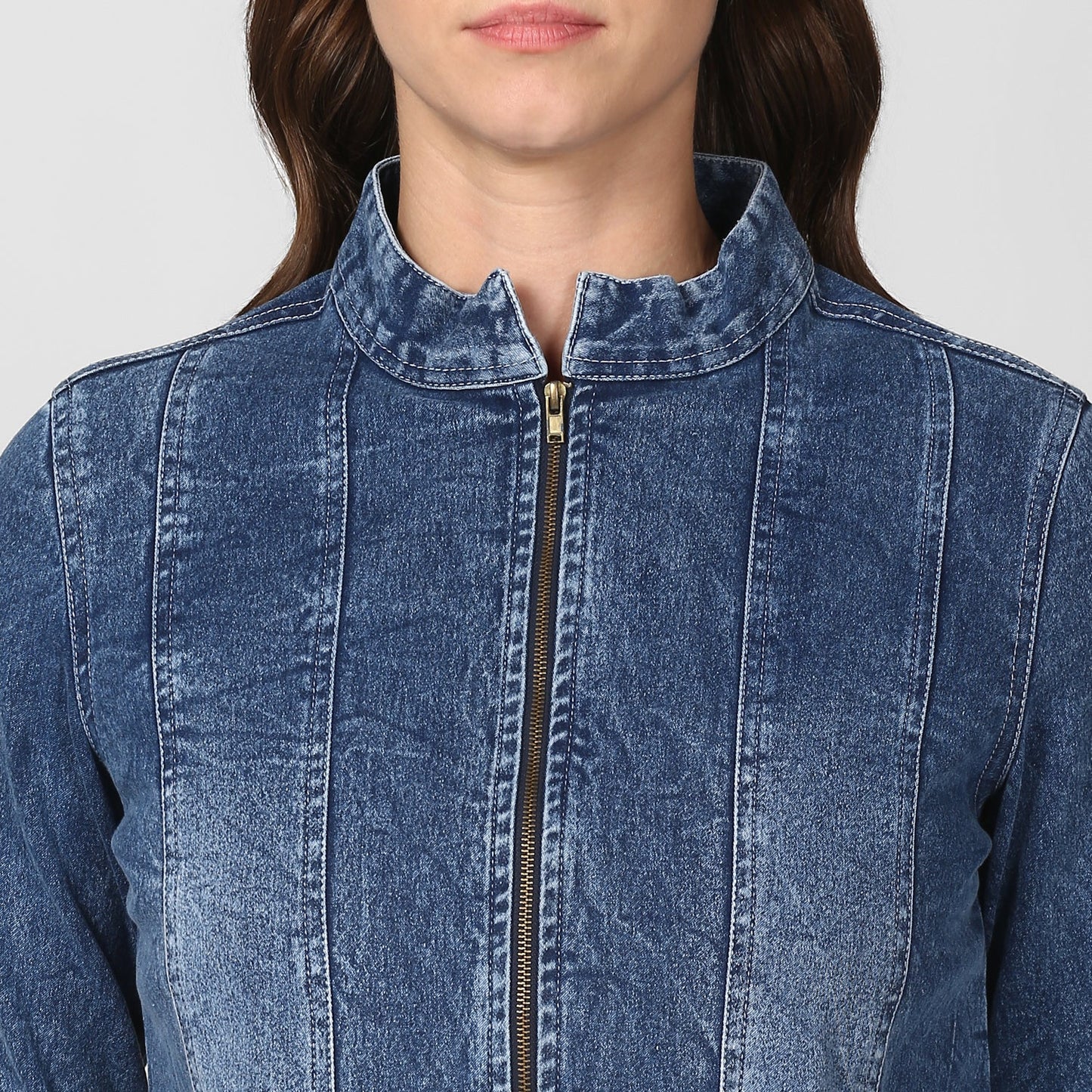 Women's Blue Denim Jacket with Zip