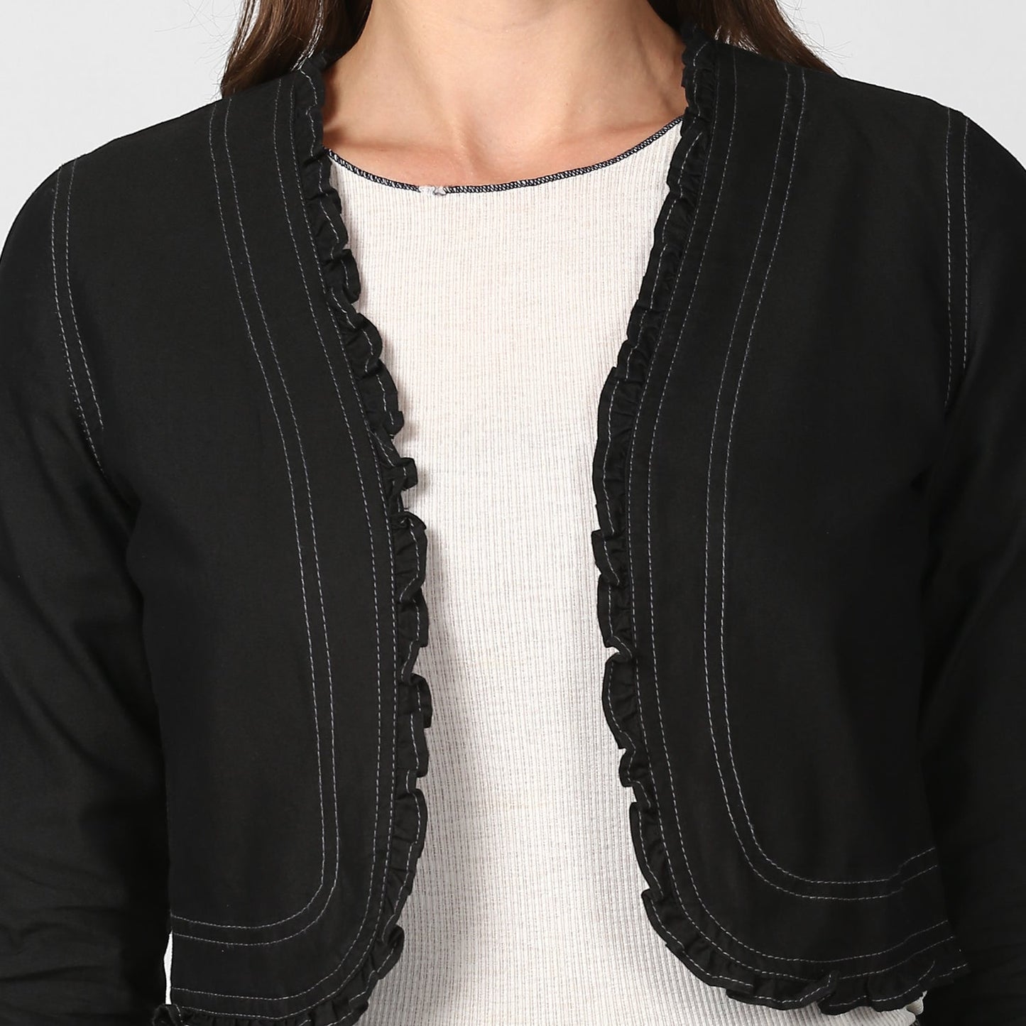 Women's Black Denim Short Shrug