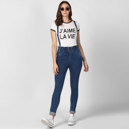 Women's Denim Pants with Pinafore straps