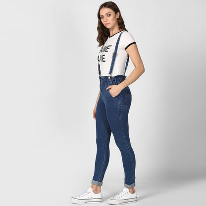 Women's Denim Pants with Pinafore straps