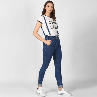 Women's Denim Pants with Pinafore straps