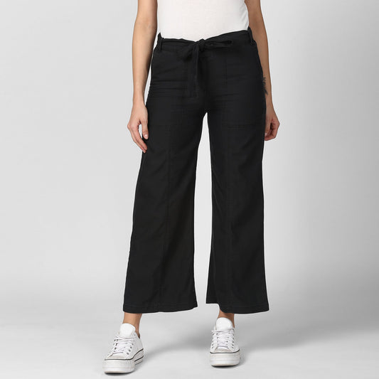 Women's Black Denim Trousers with belt