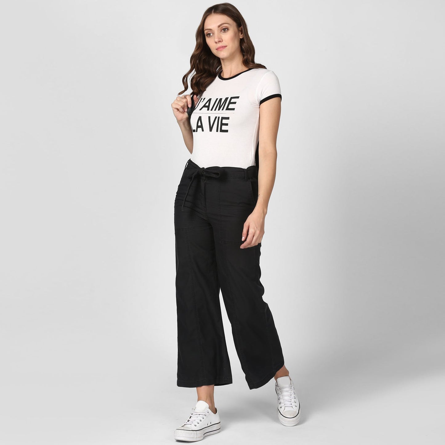 Women's Black Denim Trousers with belt